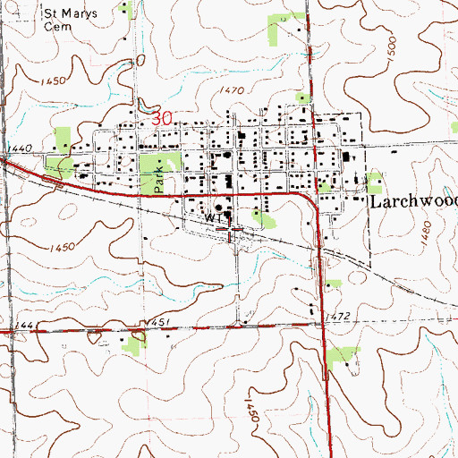 Topographic Map of Larchwood (historical), IA