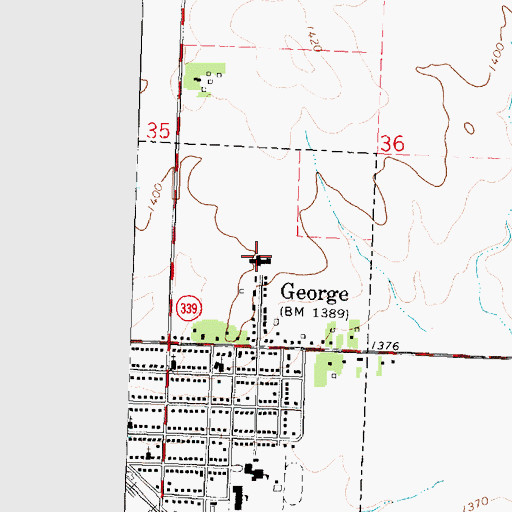 Topographic Map of George Community Good Samaritan Hospital, IA
