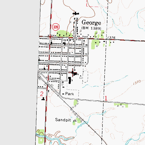 Topographic Map of George - Little Rock High School, IA