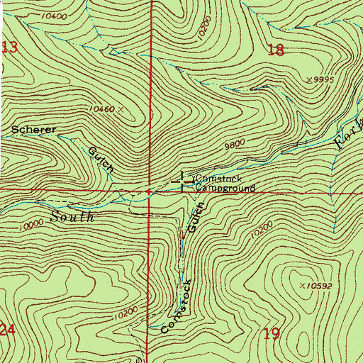 Topographic Map of Comstock Campground, CO