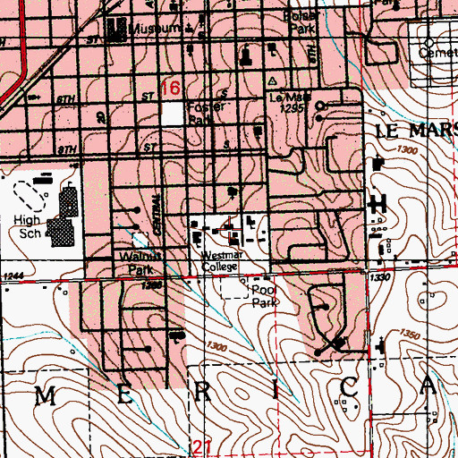 Topographic Map of Charles A Mock Library, IA