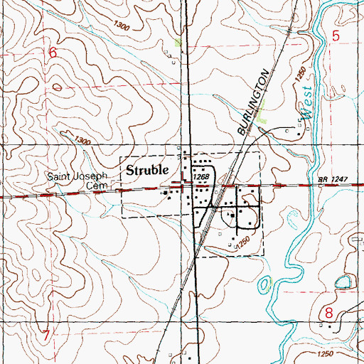 Topographic Map of Struble Post Office (historical), IA