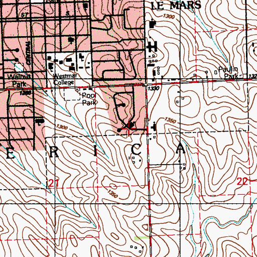 Topographic Map of First Baptist Church, IA