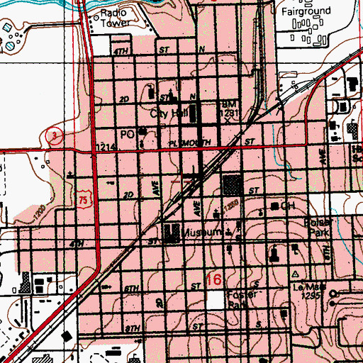 Topographic Map of Le Mars Public Library, IA