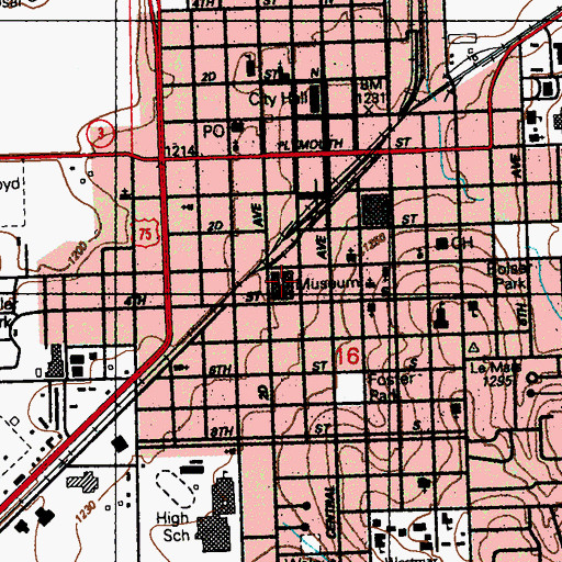 Topographic Map of Plymouth County Museum, IA