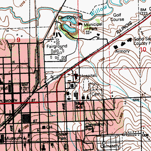 Topographic Map of Floyd Valley Hospital, IA