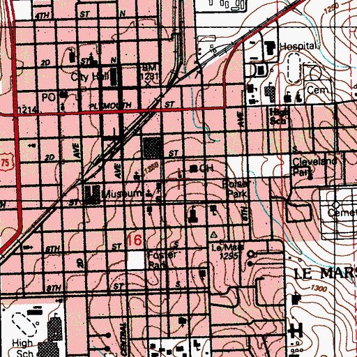 Topographic Map of Le Mars Bible Church, IA