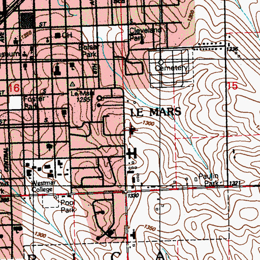 Topographic Map of Presbyterian United Church, IA
