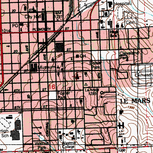Topographic Map of Franklin Elementary School, IA