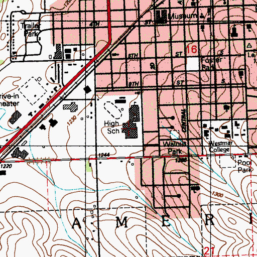 Topographic Map of Le Mars Middle School, IA