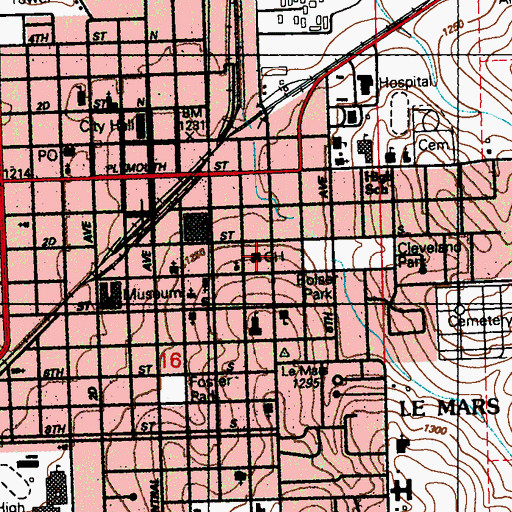 Topographic Map of Plymouth County Courthouse, IA
