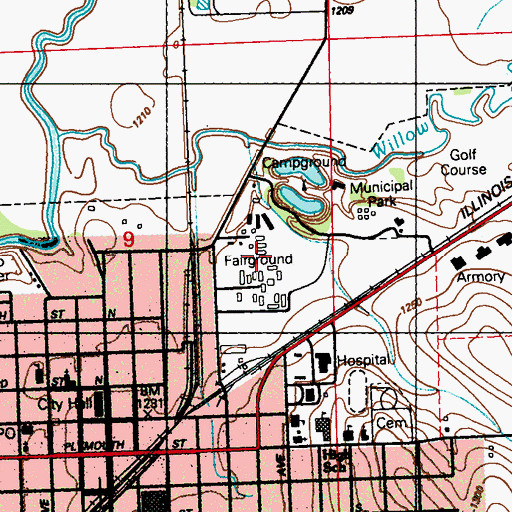 Topographic Map of Plymouth County Fairgrounds, IA