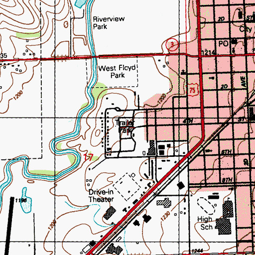 Topographic Map of Armel Acres Mobile Home Estates, IA