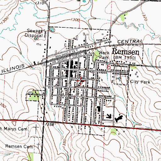 Topographic Map of Saint Mary Center, IA
