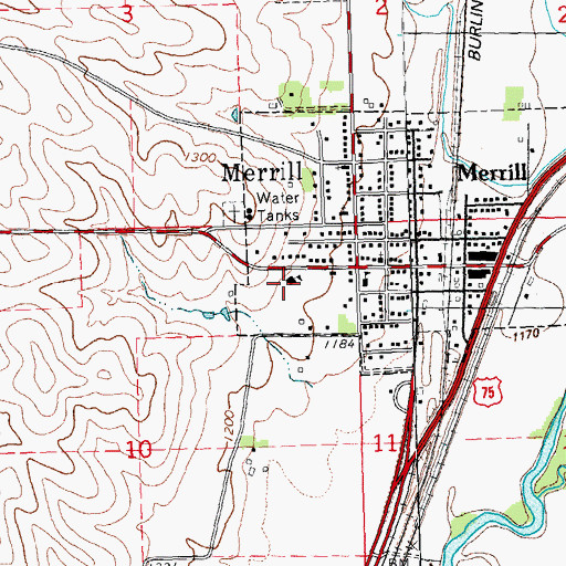 Topographic Map of Merrill Police Department, IA