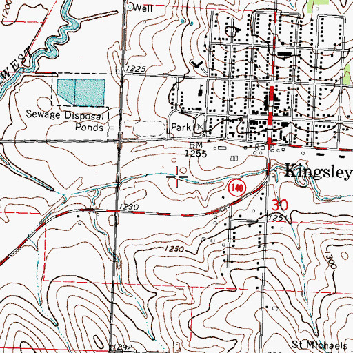 Topographic Map of Brookside Golf Club, IA
