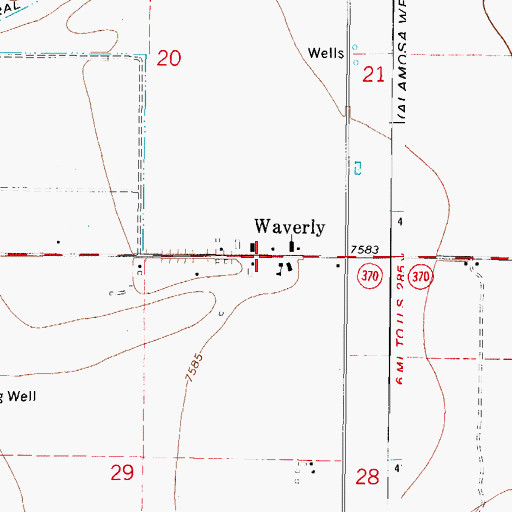 Topographic Map of Waverly, CO