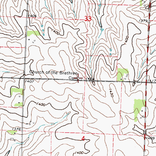 Topographic Map of Church of the Brethren Cemetery, IA