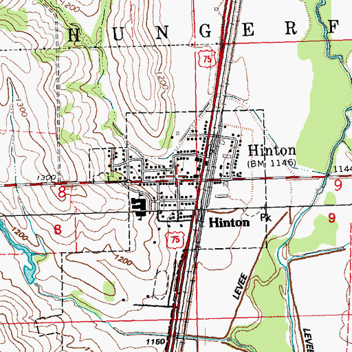 Topographic Map of Hinton Fire Department, IA