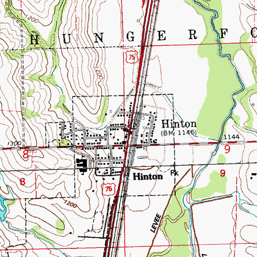 Topographic Map of Hinton, IA