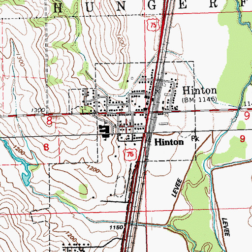 Topographic Map of United Methodist Church, IA