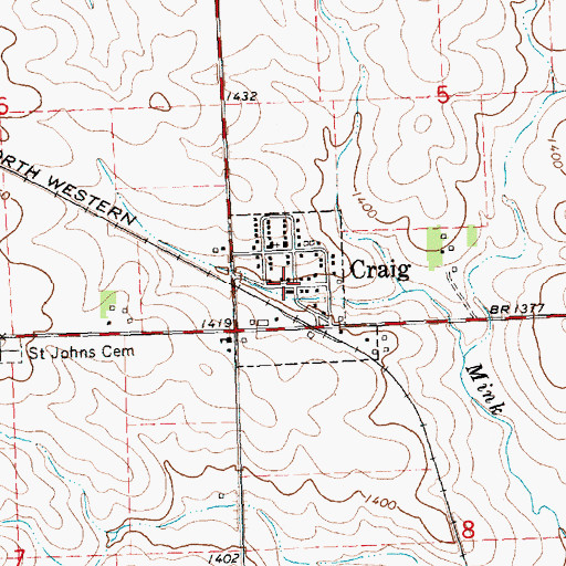 Topographic Map of Farmers Cooperative Company Elevator, IA