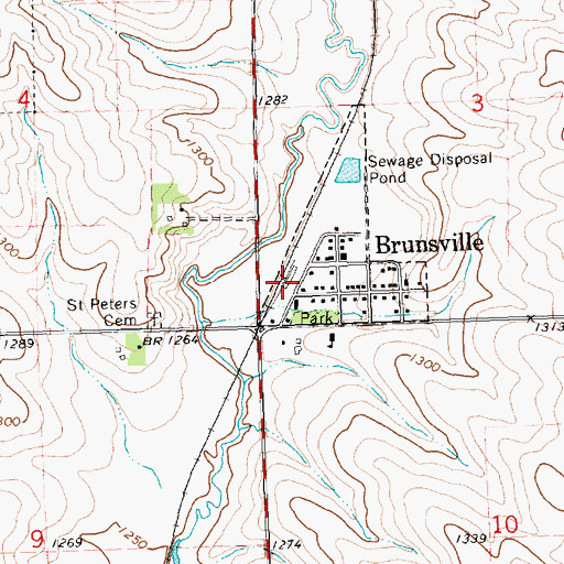 Topographic Map of Brunsville (historical), IA