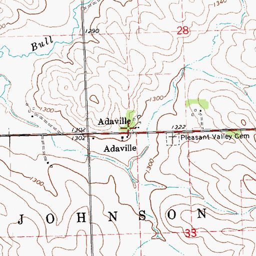 Topographic Map of Adaville Post Office (historical), IA