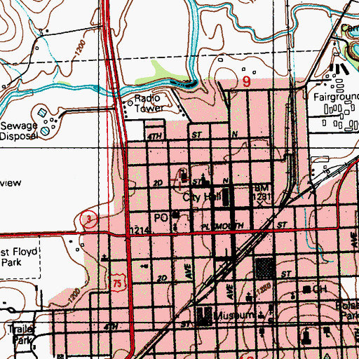 Topographic Map of Clark Elementary School, IA