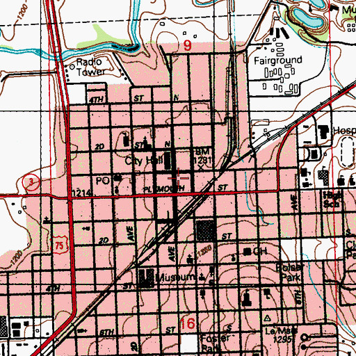 Topographic Map of Saint Lukes Gordon Recovery Center, IA