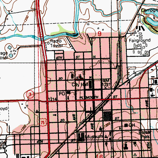 Topographic Map of Saint Johns Lutheran Church, IA