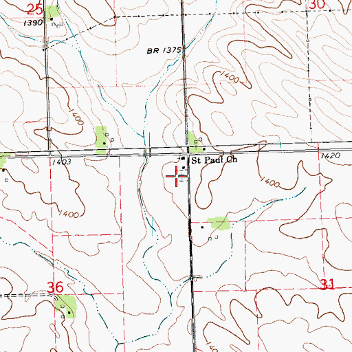 Topographic Map of Saint Pauls Lutheran Cemetery, IA