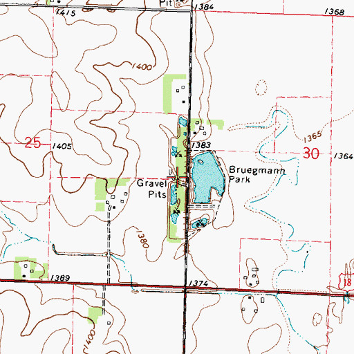 Topographic Map of Bruegmann Rea Access, IA