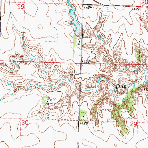 Topographic Map of Negus Recreation Area, IA