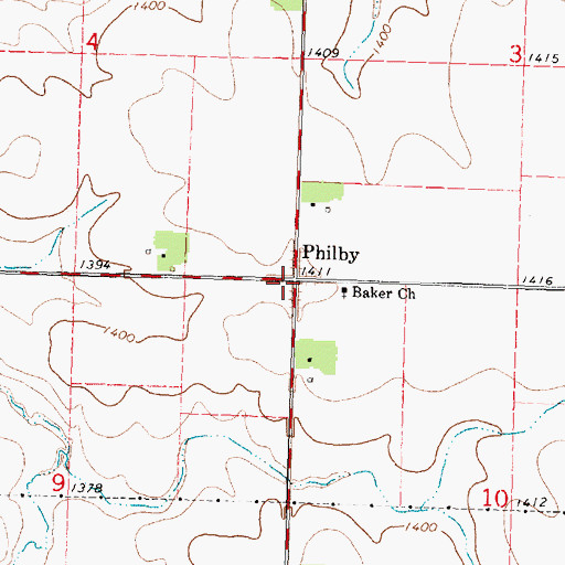 Topographic Map of Philby Post Office (historical), IA