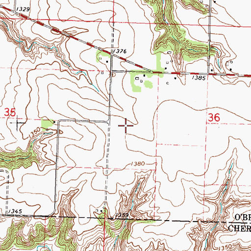 Topographic Map of O'Brien Post Office (historical), IA