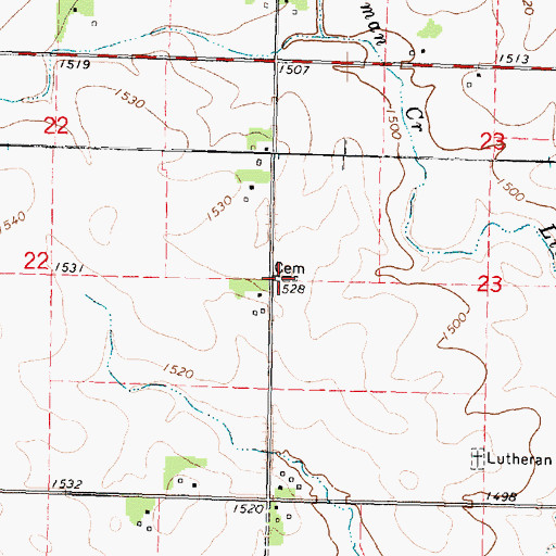 Topographic Map of Steuck Cemetery, IA