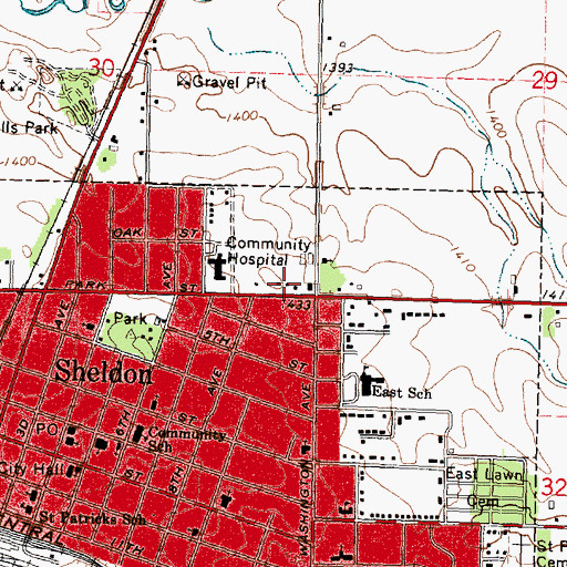 Topographic Map of Siouxland Farmers Co-op Elevator, IA
