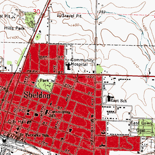 Topographic Map of Pellerin Chiropractic Clinic, IA