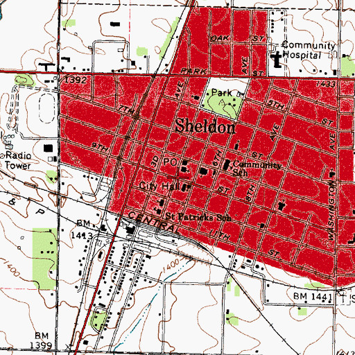 Topographic Map of Miedema Chiropractic Clinic, IA