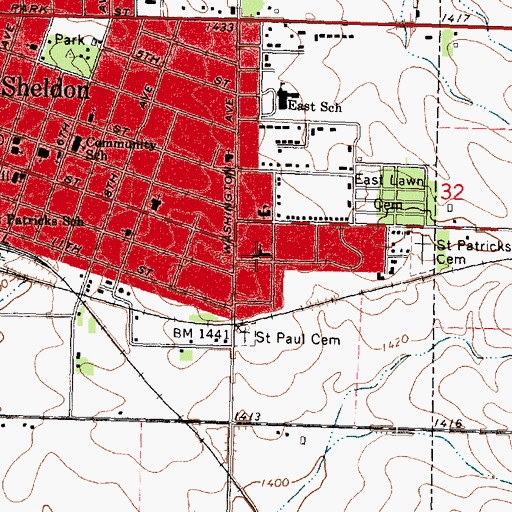 Topographic Map of Saint Paul Lutheran Church, IA
