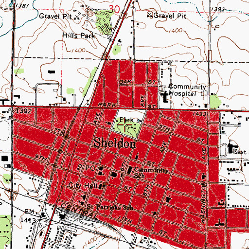 Topographic Map of Honoring World War I Veterans Historical Marker, IA