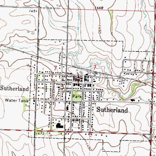 Topographic Map of Sutherland Post Office, IA