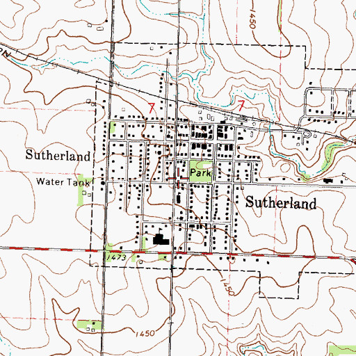 Topographic Map of General N B Baker Library, IA