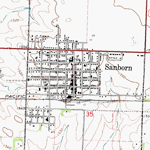 Topographic Map of Sanborn Post Office, IA