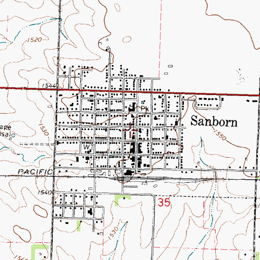 Topographic Map of Sanborn Medical Clinic, IA