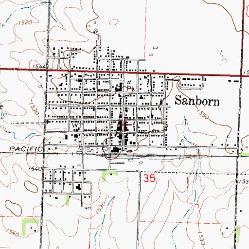 Topographic Map of Sanborn Chiropractic Clinic, IA
