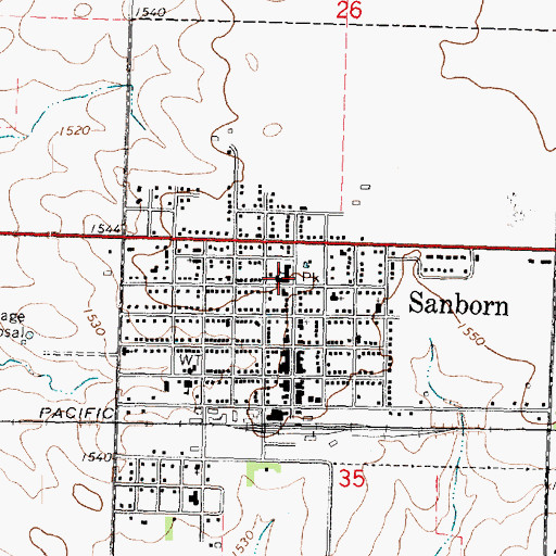 Topographic Map of Hartley - Melvin - Sanborn Middle School, IA