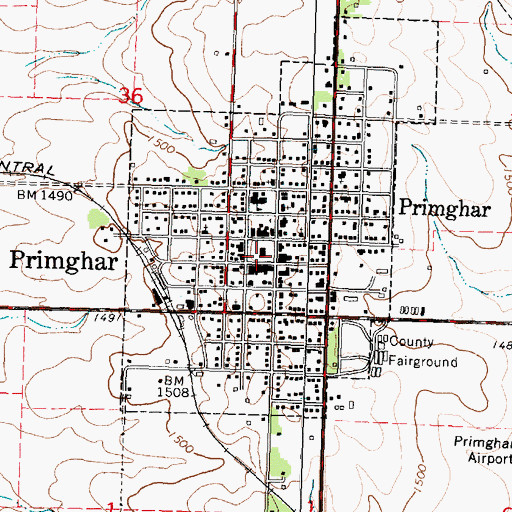 Topographic Map of O'Brien County Courthouse, IA