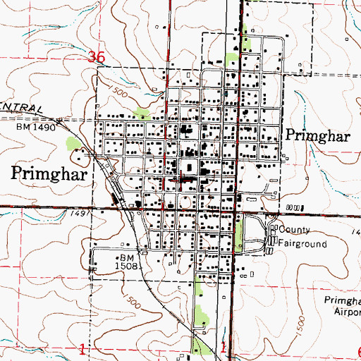 Topographic Map of Primghar Chiropractic Center, IA